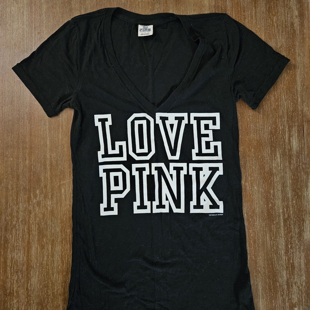 Black V-Neck Graphic Tee